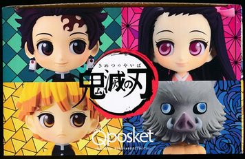 Demon Slayer: Kimetsu no Yaiba Q posket petit (набір із 4 штук) Tanjiro Kamado, Zenitsu Agatsuma, Inosuke Hashibira, Nezuko Kamado 00001q фото